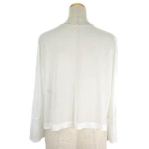 LEONARD FASHION シースルーラインストーンカーディガン L ホワイト