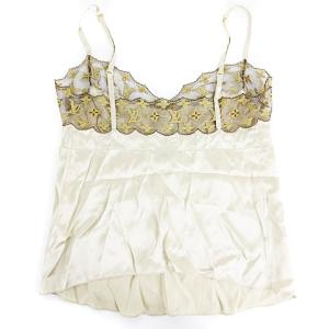 LOUIS VUITTON キャミソール シルクレース モノグラム 34 ベージュ