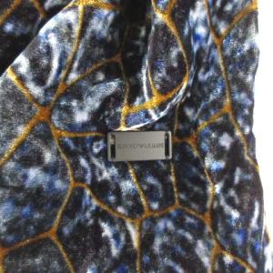 EMPORIO ARMANI 近年モデル ベルベット ダブルフェイス マフラー ストール クロコダイル柄 ネイビー IBO15