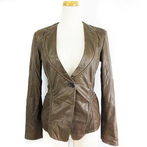 ラムレザー ジャケット テーラード風 ブレザー ブラウン 38 