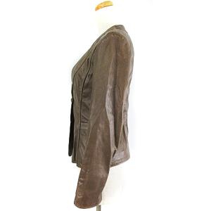 EMPORIO ARMANI ラムレザー ジャケット テーラード風 ブレザー ブラウン 38 