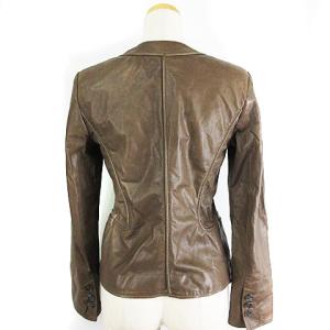 EMPORIO ARMANI ラムレザー ジャケット テーラード風 ブレザー ブラウン 38 