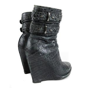 GIVENCHY ミドルブーツ 型押し レザー ベルテッド ウェッジソール 35.5 モスグリーン