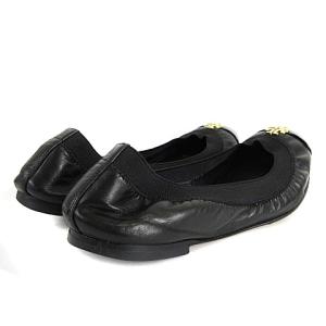 TORY BURCH バレエ シューズ レザー ロゴ 黒 ブラック 7.5