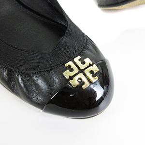 TORY BURCH バレエ シューズ レザー ロゴ 黒 ブラック 7.5
