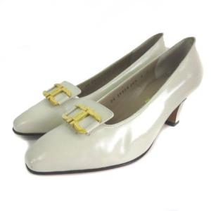 パンプス シューズ ガンチーニ スクエアトゥ レザー 6 オフホワイト