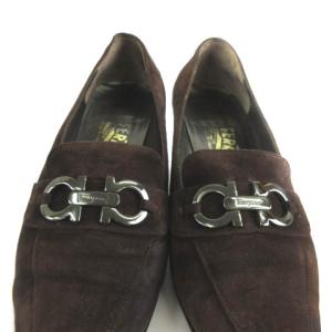 Salvatore Ferragamo パンプス ガンチーニ スエード 6.5 ブラウン