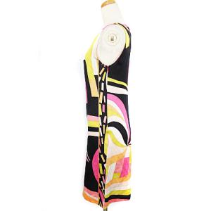 Emilio Pucci ワンピース ひざ丈 ノースリーブ シルク プッチ柄 US4マルチカラー IBO15