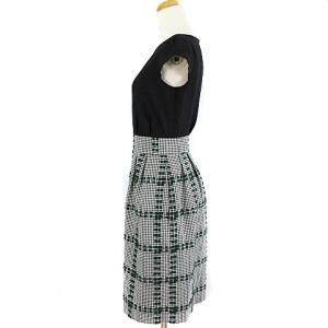 TOCCA 19AW チェック切替 ドレス  ワンピース ひざ丈 半袖 ウール グレー 黒 0