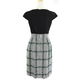 TOCCA 19AW チェック切替 ドレス  ワンピース ひざ丈 半袖 ウール グレー 黒 0