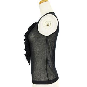 VALENTINO ノースリーブ カットソー チュール フリル モチーフ XS 黒