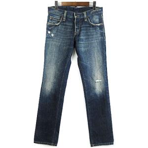 71KA026 デニム パンツ ダメージ加工 ストレート 44 ブルー