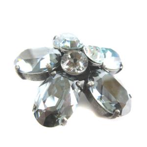 FOXEY ブローチ ビジュー フラワー ライトブルー