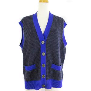 08A ニット ベスト ココマーク クラウン カシミヤ パープル 34