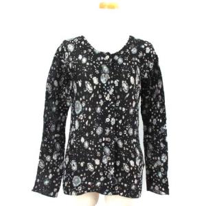 プリーツカーディガン 総柄  ブラック