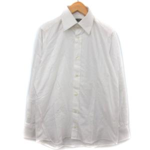 ワイシャツ  ドレスシャツ シャドーストライプ 長袖 15 ホワイト 