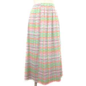 イッセイミヤケ プリーツチェックロングスカート 2 ピンク