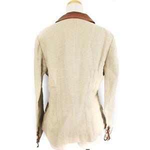 HENRY BEGUELIN ジャケット リネン レザー切替 キャンバス 44 ベージュ