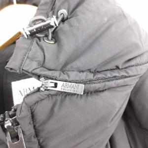 ARMANI COLLEZIONI ダウンジャケット フーデッド リブ袖 2WAY ジップアップ ブラック