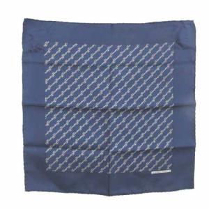 プチカレ スカーフ シルク ベルト柄 ネイビー