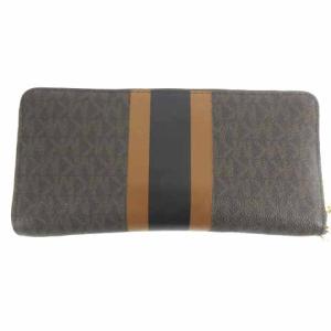 MICHAEL KORS Logo Stripe Continental Wristlet ブラウン