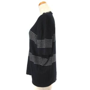 HERMES 半袖ボーダーニットソー XL ネイビー