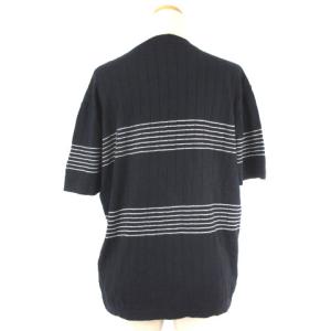 HERMES 半袖ボーダーニットソー XL ネイビー