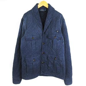 キルティング コットンジャケット ブルゾン ショールカラー ネイビー M