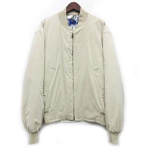 HERMES リバーシブル シルク ブルゾン 中綿 ボンバージャケット スカーフ柄 無地 アイボリー ベージュ 50 フランス製 美品