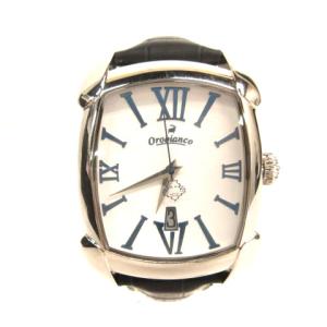 腕時計 クオーツ レザーバンド シルバーカラー 白文字盤 OR-0012-15
