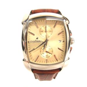 IMEORA RettangOra タイムオラ レッタンゴラ 腕時計 レザーバンド クオーツ クロノグラフ ゴールド文字盤