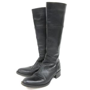 ロング ブーツ 38.5 ブラック 201116E 靴 