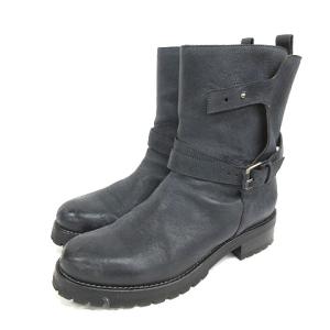ショート ブーツ レザー ベルト38 チャコール