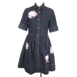 BROOME STREET ワンピース デニム バラプリント 2 インディゴ