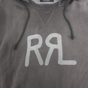 RRL パーカー USED加工 ロゴ チャコールグレー