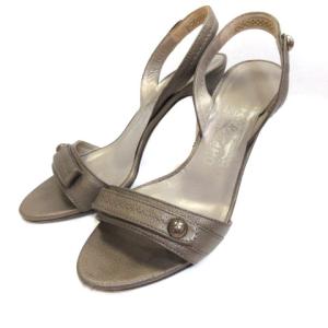 サンダル ハイヒール レザー 6.5 ゴールド調