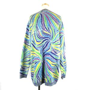 MISSONI ヴィンテージ ニット カーディガン 長袖 Vネック 総柄 46 マルチカラー