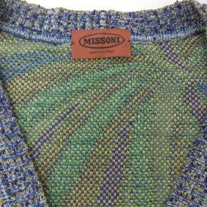 MISSONI ヴィンテージ ニット カーディガン 長袖 Vネック 総柄 46 マルチカラー