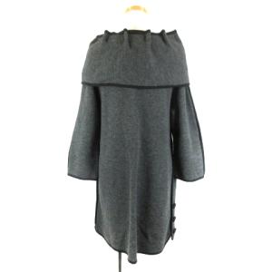 LANVIN en Bleu 2way コート ノーカラー ウール 無地 38 グレー