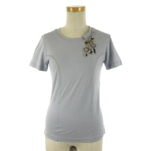 カットソー チャーム装飾 コットン S ブルー