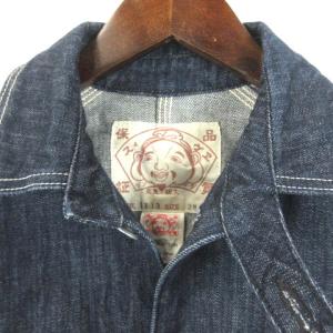 EVISU カバーオール 1113 ジャケット デニム 長袖 ペイント 38 インディゴ ブルー