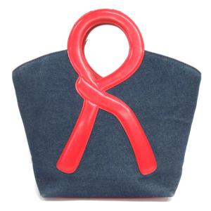 ROBERTA DI CAMERINO R デニム ハンドバッグ トートバッグ ネイビー レッド