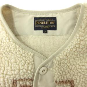 PENDLETON 20AW ボア ミドル コート ノーカラー カーディガン ネイティブ柄 アイボリー