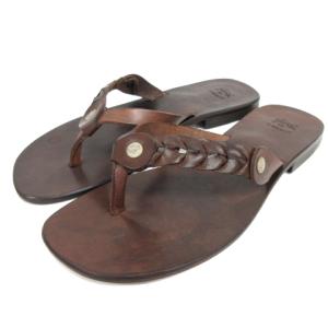 レザー トング サンダル 37 ブラウン 210806E 靴