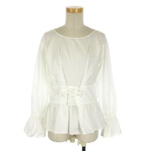 レースアップ長袖カットソーブラウス 38 ホワイト