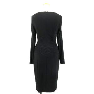 RALPH LAUREN ワンピース ひざ丈 長袖 ギャザー 0 ブラック