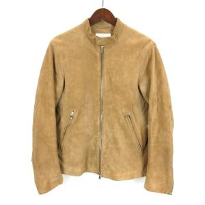 ゴートレザー シングル ライダース ブルゾン ベージュ S
