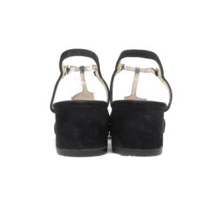 CHANEL Tストラップ サンダル スエード 37 ブラック