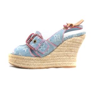 LOUIS VUITTON サンダル モノグラムデニム ウェッジソール CL0130 24cm