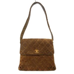 CHANEL マトラッセ ショルダーバッグ ココマーク スエード ブラウン